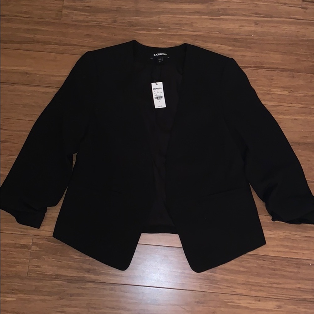 Express Cropped Rougged Sleeve Blazer